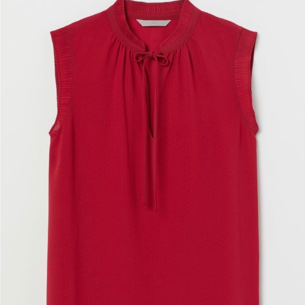 H&M NWT Airy Pleated-collar with Tie Front